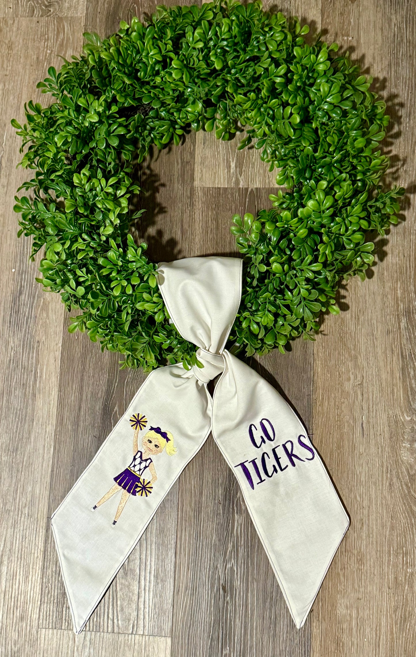 Purple/Gold Tigers Cheerleader Wreath Scarf